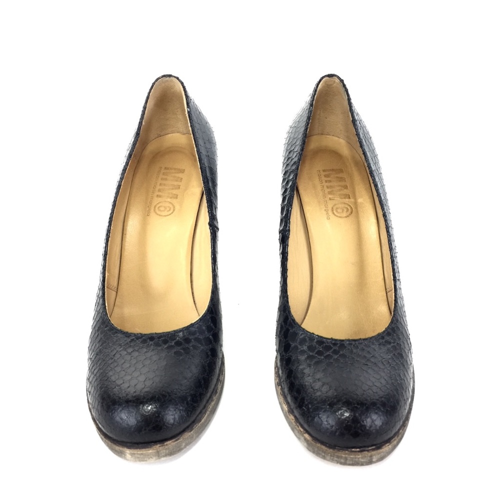 MM6 Maison Margiela Black Snakeskin Pumps - Picture 7 of 12